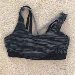 Lululemon black striped sport bra free to be